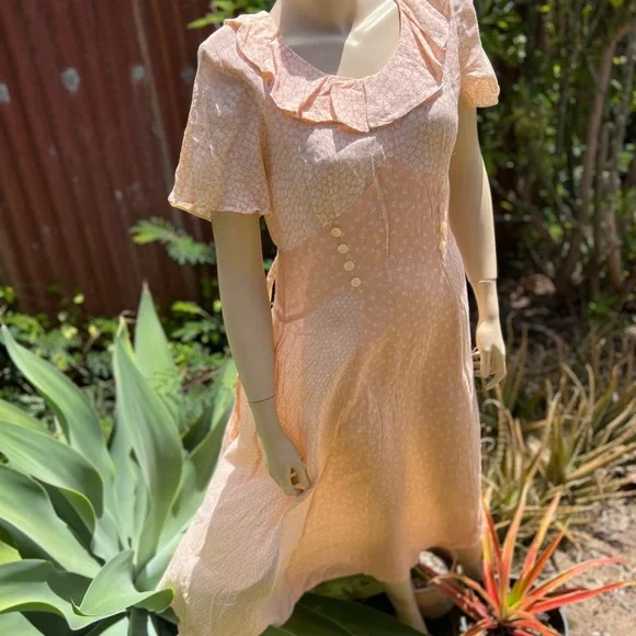 Peach Ruffled Button-Down Dress - Picture 5 of 9